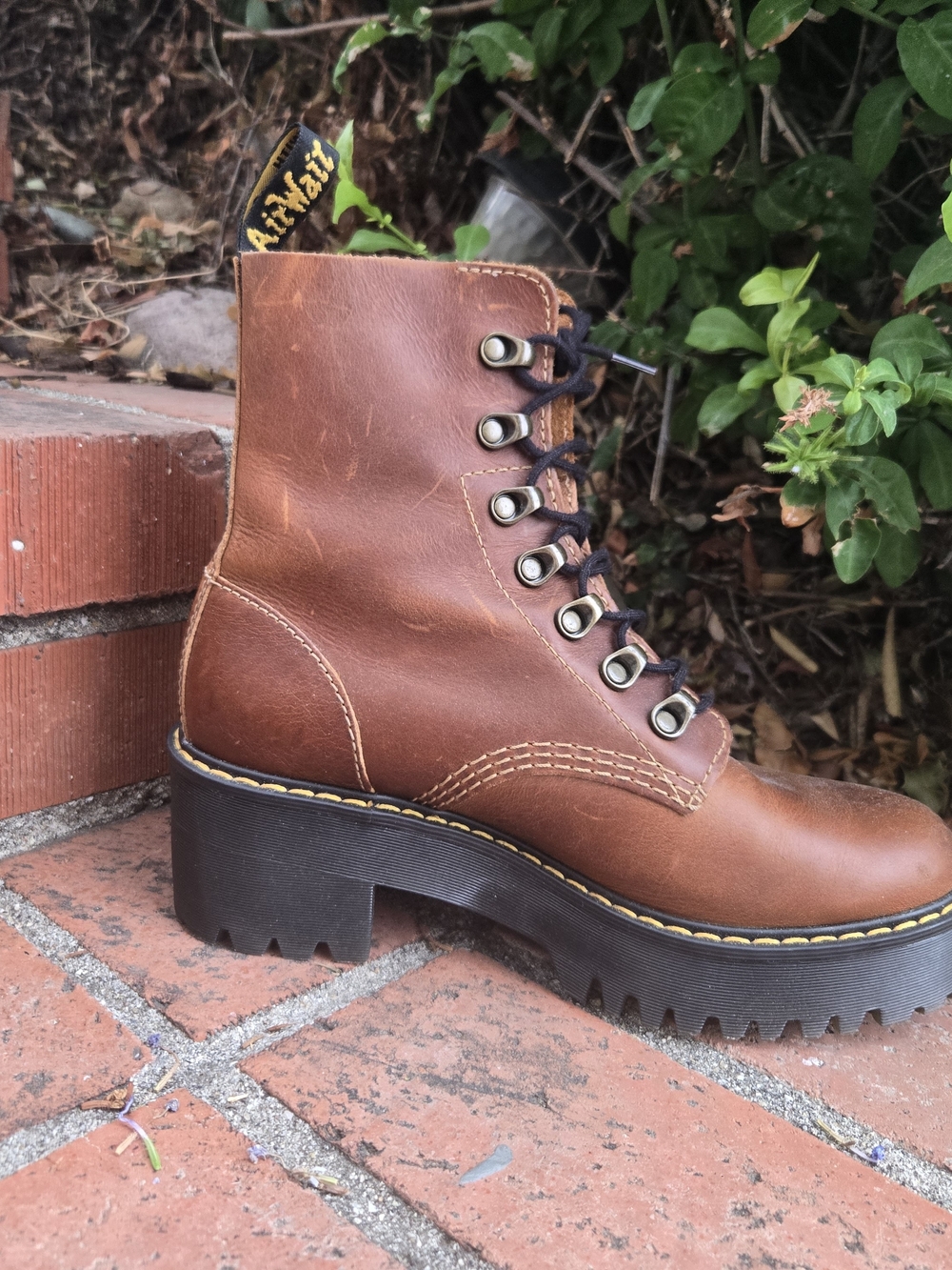 Dr. Martens Women’s Brown Lace-Up Platform Boots - Picture 3 of 7